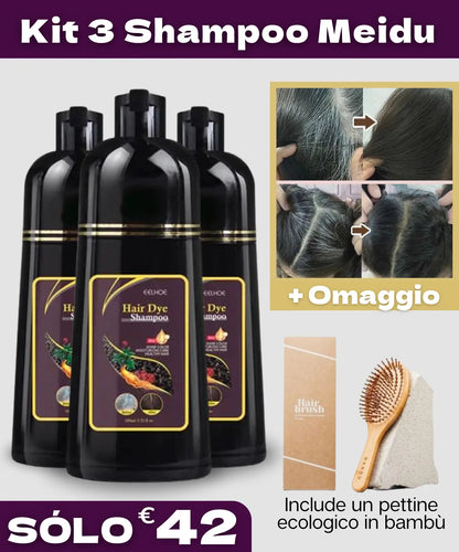 Shampoo 3 in 1 per Capelli Grigi + Pettine Ecologico in Bambù in Omaggio The box Italy